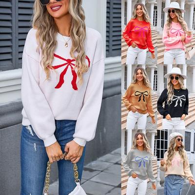 2025 Spring New Women's Clothing Hot-selling Sweater Bow Fashion Plus Size Knitted Sweater Women