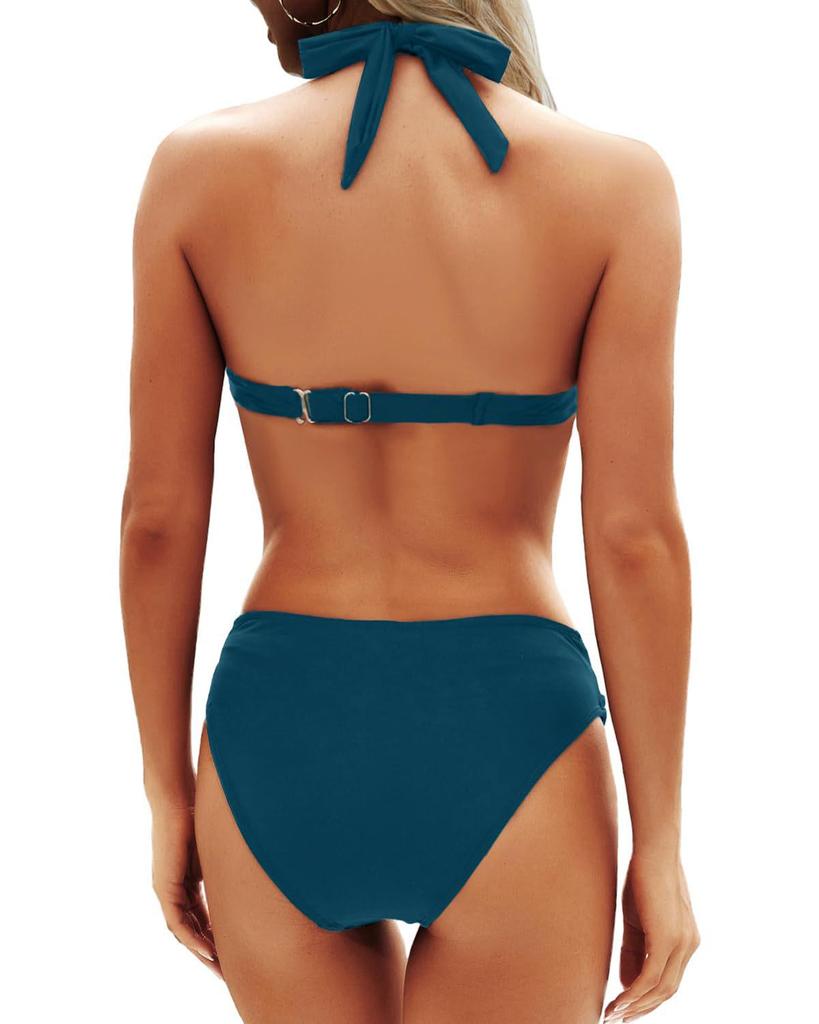 Bañador de gama alta con halter y abertura: Bikini Sexy Europeo Americano para Mujer