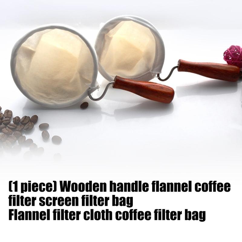 Holzgriff Flanell Kaffeefilterbeutel Waschbarer Stoff Kaffeesocke Sieb Teefilter Für Pour Over Zubereitung Mit