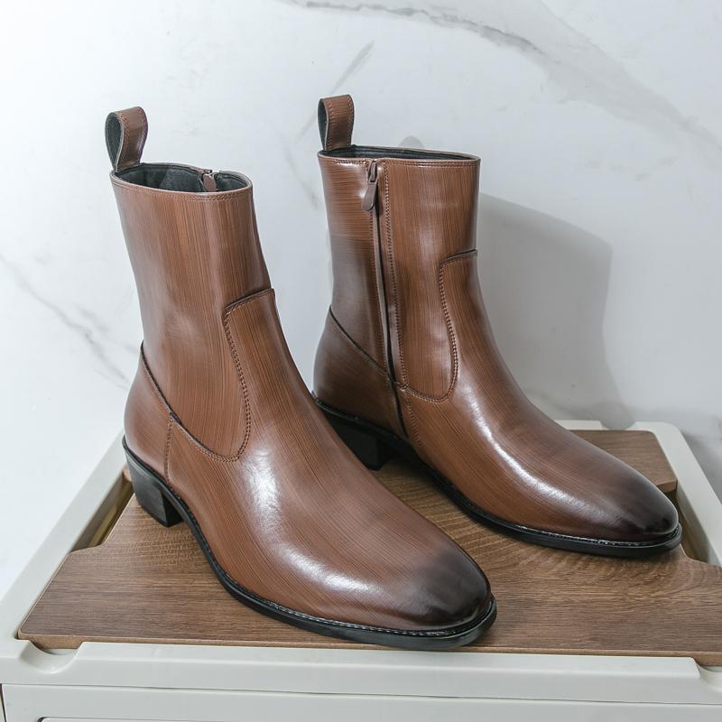 Fashion New English Style Chelsea Long Boots for Men Black Luxury Brand Mens Shoes Rubber Casual Shoes for Men Leather Winter Boots Man