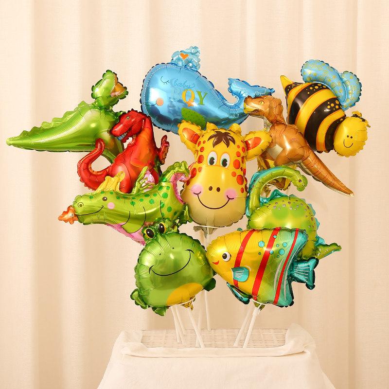 Mini Car Animal Aluminum Foil Balloons with Sticks for Night Market Stalls and Children's Gifts