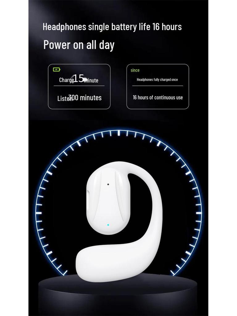 In-Ear Bone Conduction Wireless Bluetooth Headphones: Sweatproof, Ultra-Long Battery, for Running & Sports, Compatible with Apple & Android.