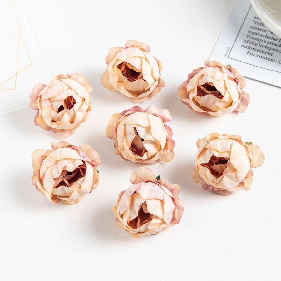 

10/50pcs Pink Artificial Flowers Christmas Decortion Home Headdress Handicraft Candy Box Scrapbook Wreath Silk Peony Bud Cheap 10 pieces