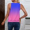 Tank Topy Damskie Luźne Bez Rękawów Dekolt w Serek Retro Nadruk T-shirt Damskie Casualowe Letnie Bluzki
