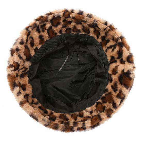 Dámská zimní čepice Plochá kupole Klobouk s leopardím potiskem Čepice umyvadlo zesílená teplá plyšová čepice kyblík Teplá pletená čepice