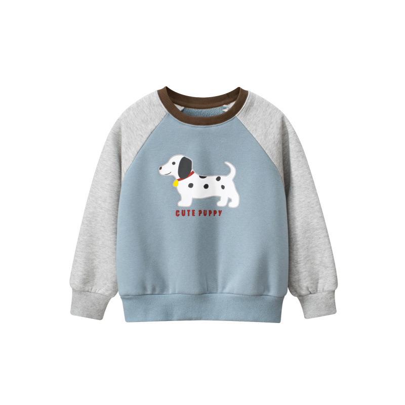 27kids Korean Style Boys  Long Sleeve Pullover Hoodie for Spring & Autumn - Warm and Stylish Top for Kids 110cm светло-серый/голубой воды