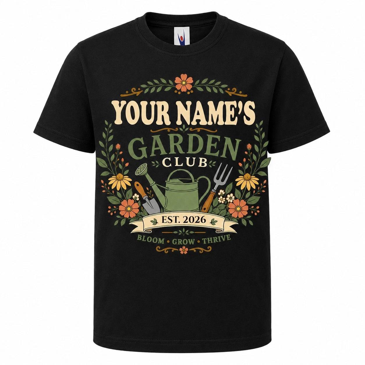 Personalised Kids Garden Club T Shirt Gardening Gift Name Year Tee L