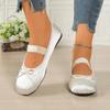 Fashion 2025 Women's Mary Jane Shoes Ballet Flats Female Bow Silk Satin Shoes Round Toe Flat Women Plus Size Shallow Mouth Shoes