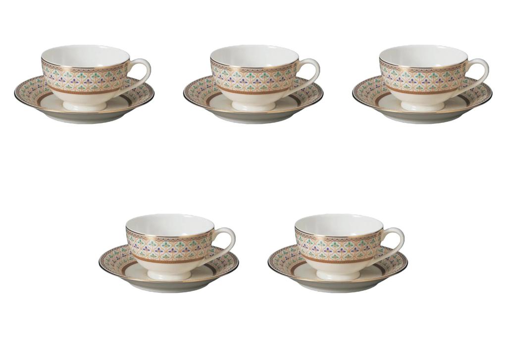 Set of 5 NB Viola Black Tea Cups and Saucers X 9 X Fuse Ware Cups and Saucers by Setomonohonpo [11.5 5.5 Cm, 200cc]