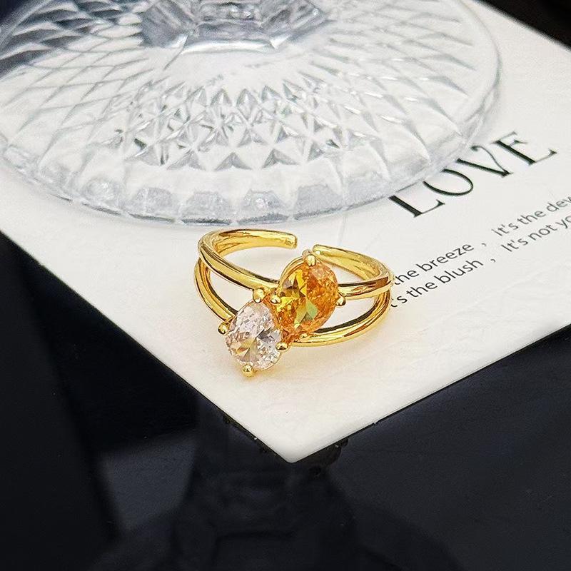 Mode Kreativ Licht Luxus Nische Hoher Sinn Offener Ring Schlicht Freundin Farbe Schatz Paarring Super Flash Ring Frauen