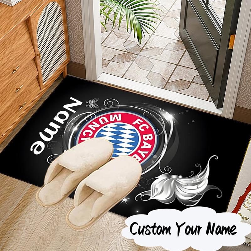 Custom Name Bayern Munich Fan Gear Rug for Living Room, Game Rooms, Office, Bedroom, Floor Mat Playful Design, fan gifts Christmas decor
