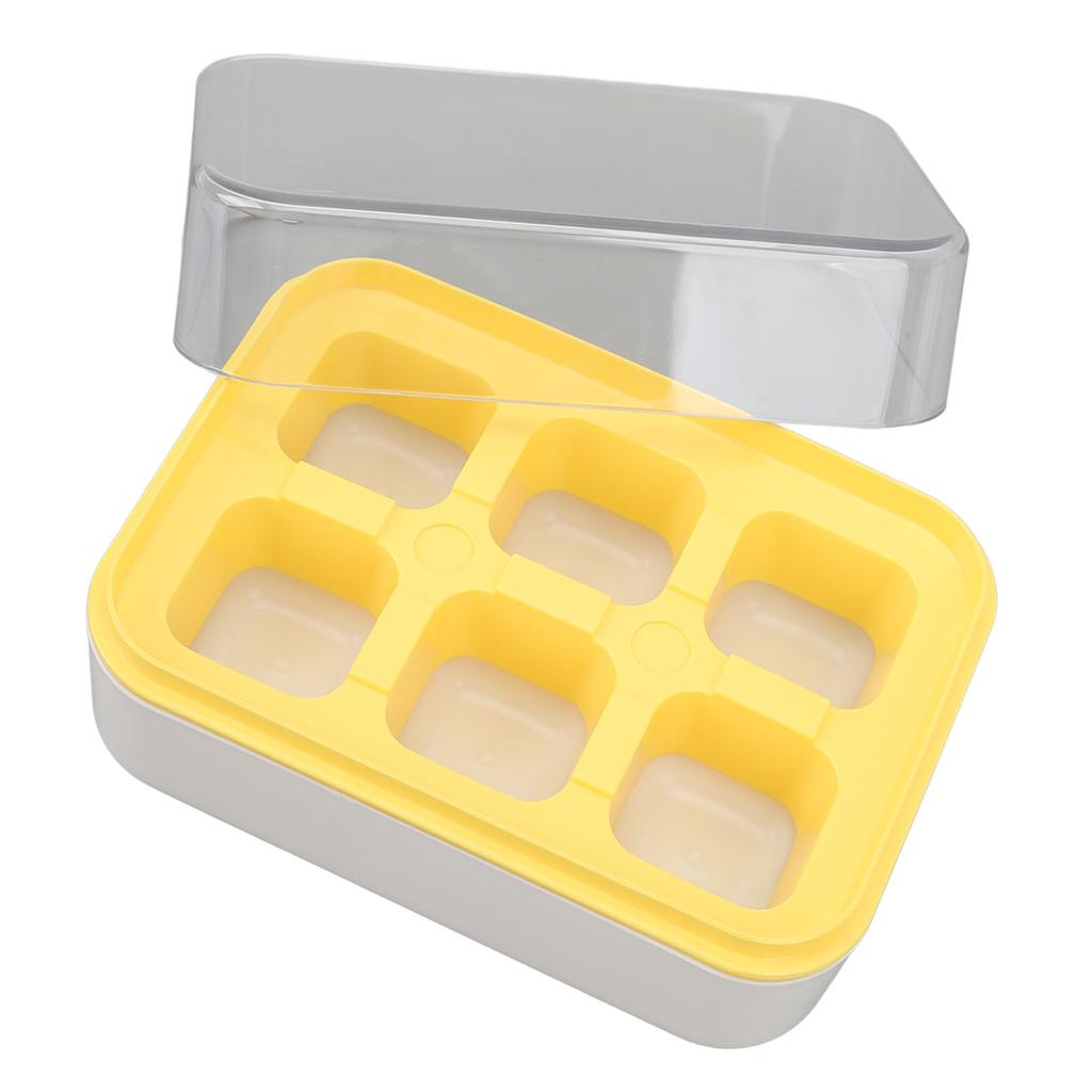 Ice Cube Tray with Lid 6 Cubes Silicone Mini Ice Tray for Freezer Cocktails Whiskey Beverages Easy