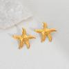 NEW BOHO EMBOSS STARFISH OCEAN HAWAII EARRINGS Dazan 2027 INS 18k Gold Plated Hypoallergenic Stainless Steel BIKINI Jewelry