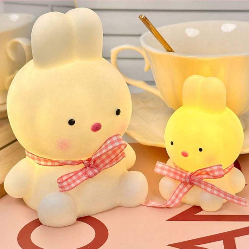 Großhandel Ins Stil Kaninchen Nachtlicht Cartoon Niedliche Gummi Lampe zum Schlafen