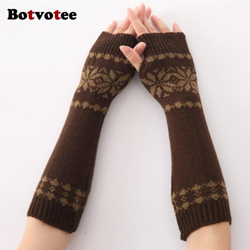 Botvotee Sleeves for Women Y2k Accessories Free Shipping Arm Warmers Korean Fashion Winter Knit Half Finger Fingerless Gloves