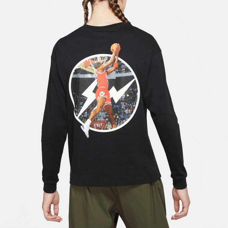 Jordan X Fragment Design Fragment Design X Jordan Long Sleeve Crew Neck T-Shirt Asian Edition Men Tops Black DA2982-010