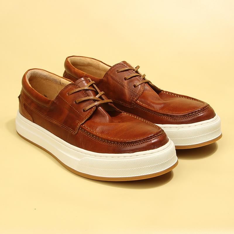 139-3 Leather Washed Retro Casual Board Shoes Men'S Shoes Genuine Leather Fashion Trend Leather Shoes Spot