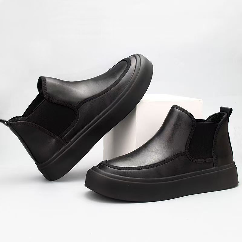 Fashion Elegantes High Top Man Shoes Comfortable Mens Chelsea Boots Casual Leather Ankle Boots Formal Dress Footwear Soft Slip On Botas