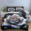 Holographic Rose-Themed Decorative Set Exquisite Three-Piece Bedding Set Gift For Kids And Adults