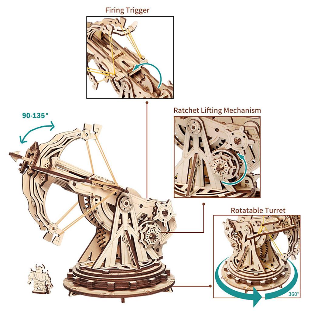 Siege Onager 3D Car Wooden Puzzle Scale Model,DIY Model Kit, Handcraft Gift,Home Decoration,Mechanical Model Kit, Building Toy