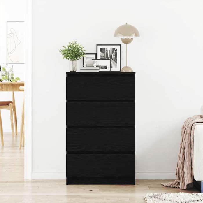 VidaXL Buffet Black Oak 60x35x98.5 Cm Engineered Wood, Storage Cabinet, Hallway Cabinet, Side Cabinet, 861992