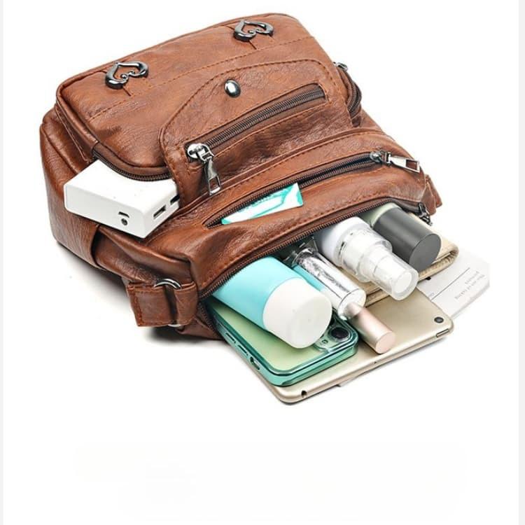 Vintage Multi-pocket Crossbody Shoulder Bag Soft Leather Women's Bag