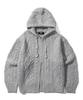 TRILLION Washable Aran Cable Hooded Zip-Up Knit (Melange Gray)