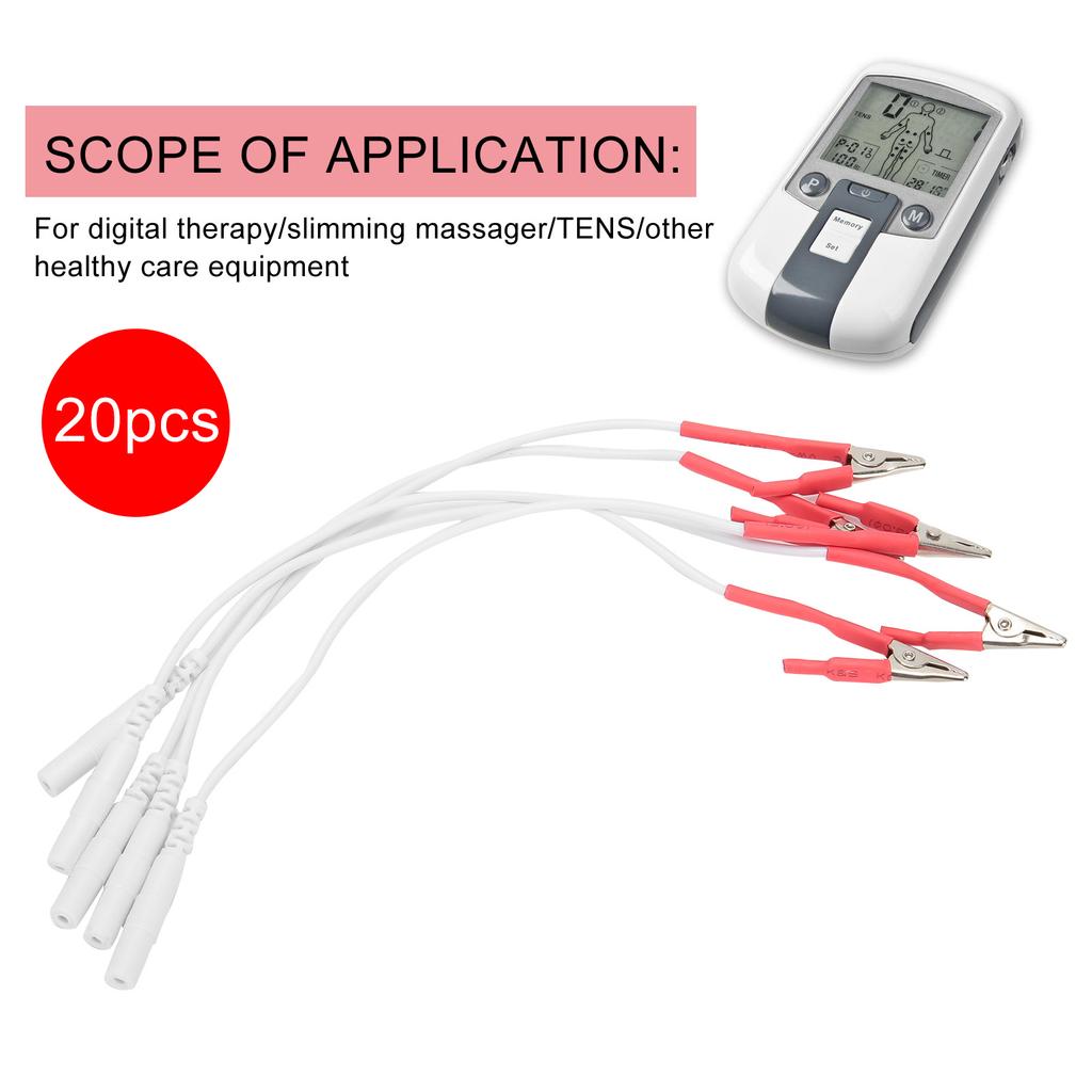 20pcs / Bag Clip Electrode Lead Wires Cable for TENS Unit Physiotherapy Machine