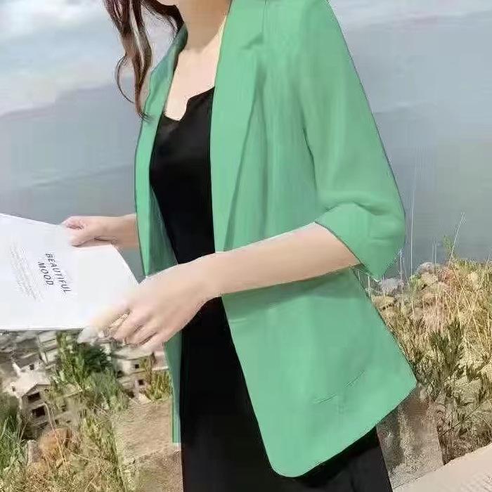 Leichter Damen-Leinenblazer: 2025 Koreanischer Stil, Professionell, Kurz, Vielseitige Sommer-Sonnenschutzjacke