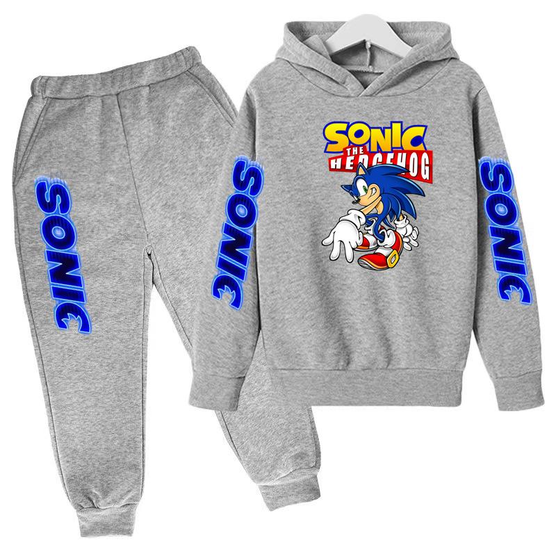 Children's Sportswear Set-Sony Cartoon Animation Printed Hooded Jacket+trousers Comfortable Fit Suitable Boys Girls Aged3to13