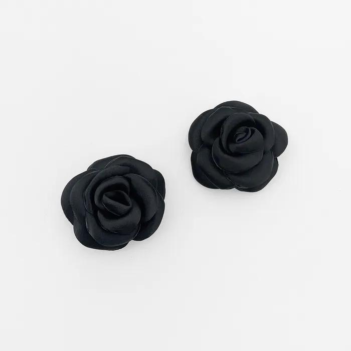 [2SET] black camellia hair pin