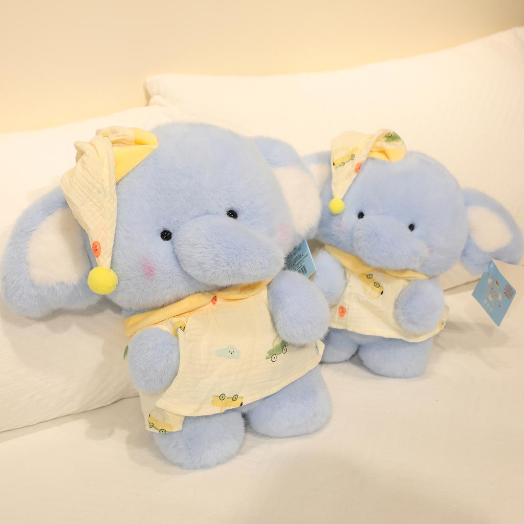 Blue Elephant Gentle Plush Toy Adorable Animal Pajamas Elephant Stuffed Plushies Dolls 1st 2nd 3rd Birth Date Gifts Designed For Girls Babyshower