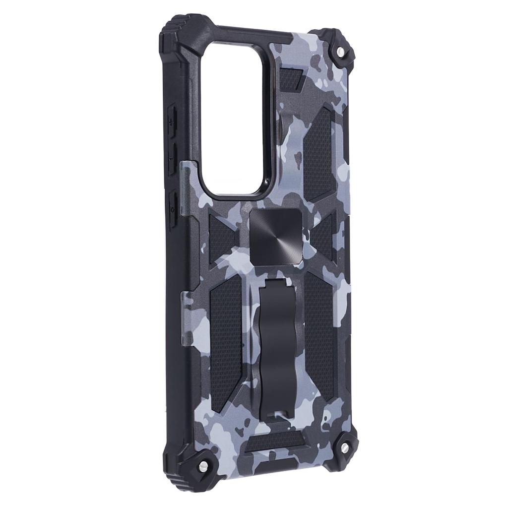 For Samsung Galaxy S24 Ultra Case Camouflage Kickstand Plastic+TPU Cell Phone Cover