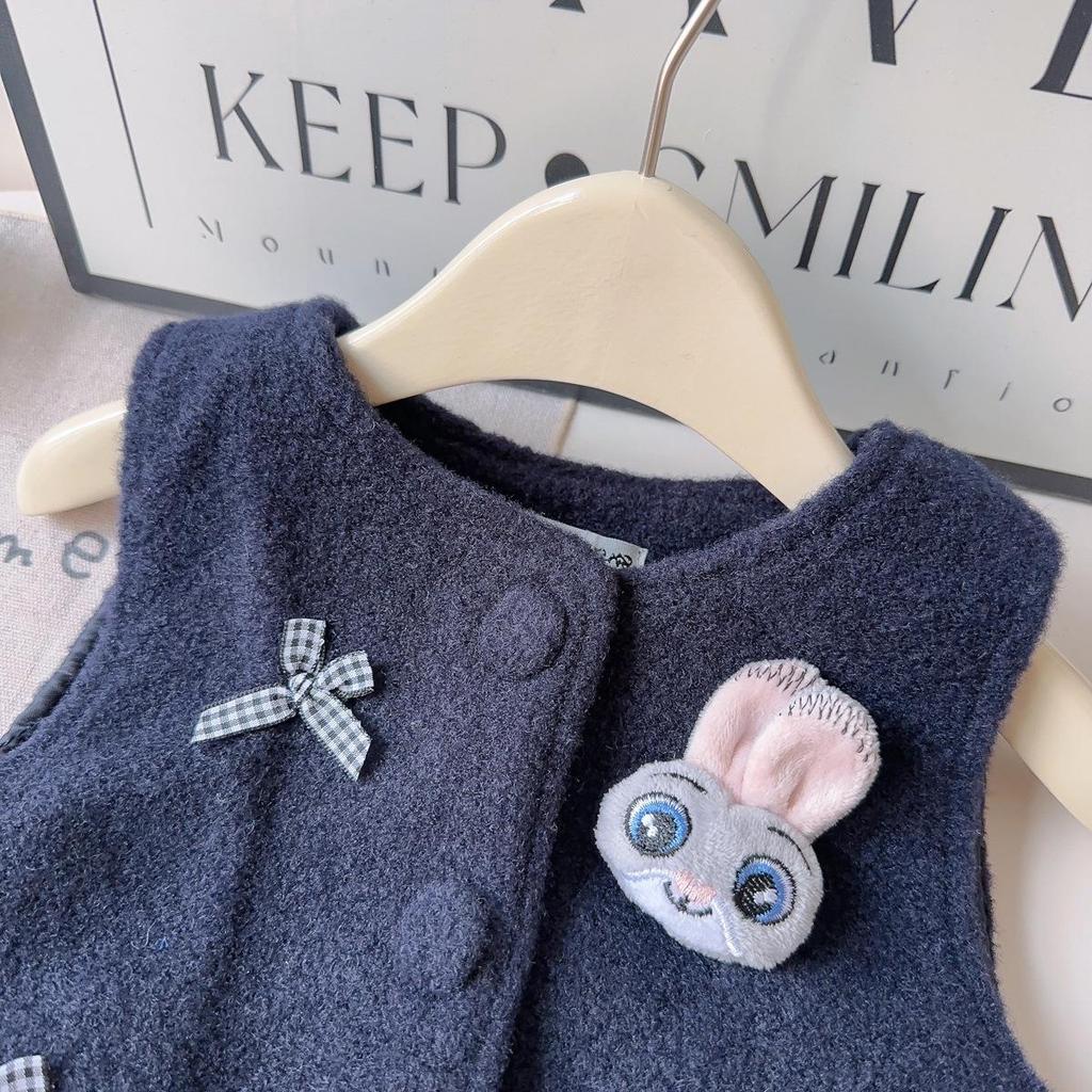 Stilvolles Mädchen Winter-Fellweste & Faltenrock Set