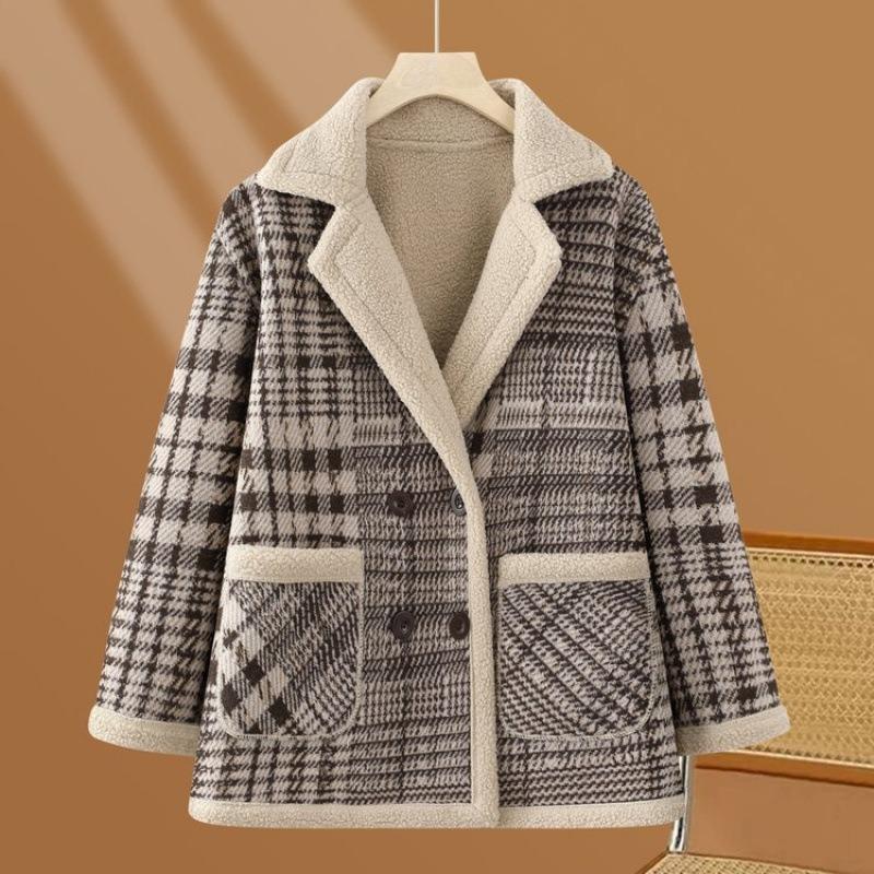 

Флисовый плед, утолщенный на осень и зиму, новое пальто, свободный теплый топ, хлопковая одежда для женщин 5XL [Recommended 150-80 kg]