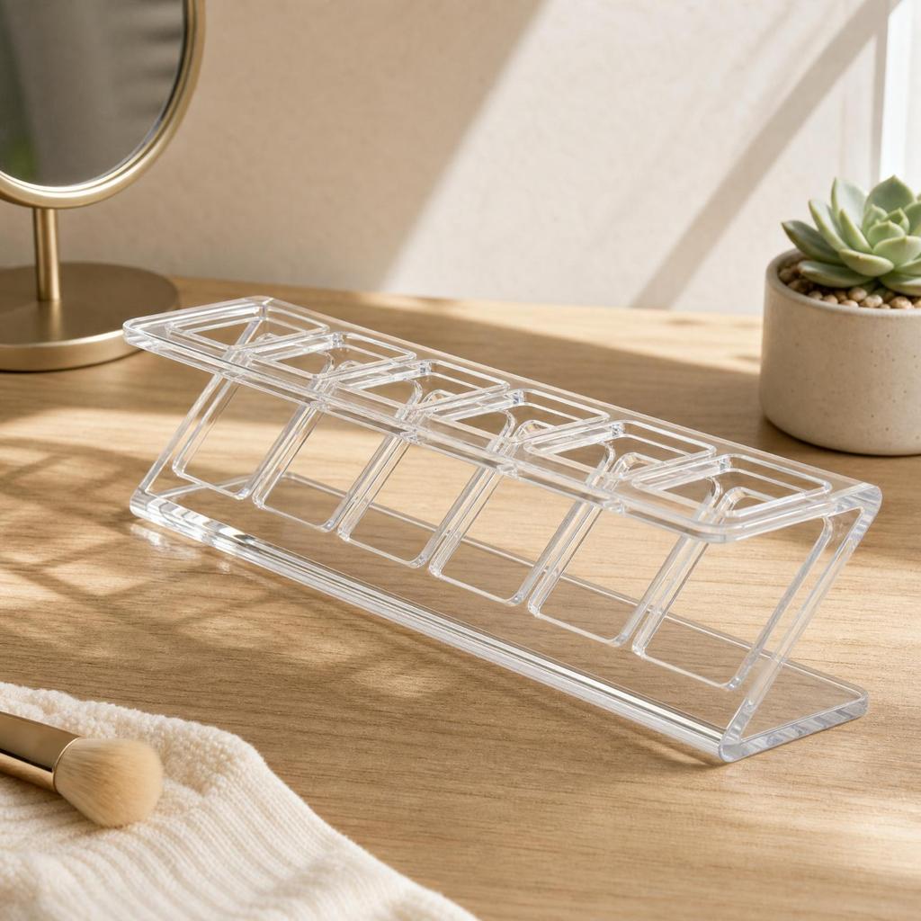 Acrylic Cosmetic Organizer Versatile Lipstick with Six Slots Easy to Clean Transparent