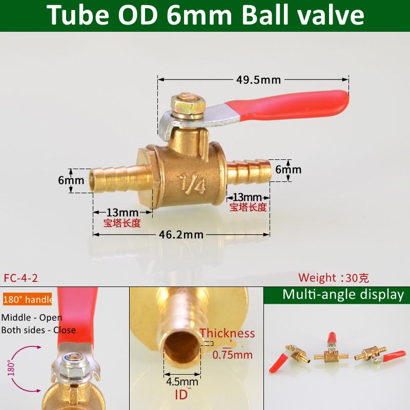 

Brass Barbed ball valve 1/8 3/8 1/4 Male Thread Connector Joint Copper Pipe Fitting Coupler Adapter 8/10/12mm Hose Barb
