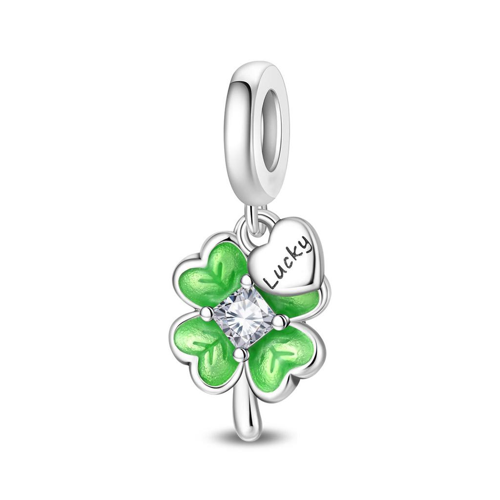 S925 Silver DIY Bracelet Beads Charms Iris Pansy Four Leaf Clover Pendant for Jewelry Making Handmade