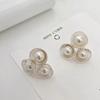 Elegant French Pearl Flower Stud Earrings - High-End Hollowed Out Design