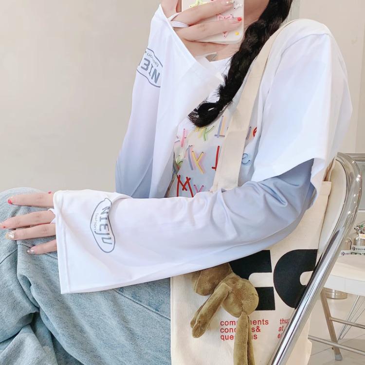 Trendy Plus Size Ice Silk UV Protection Sleeves - Breathable Summer Gradient Arm Covers