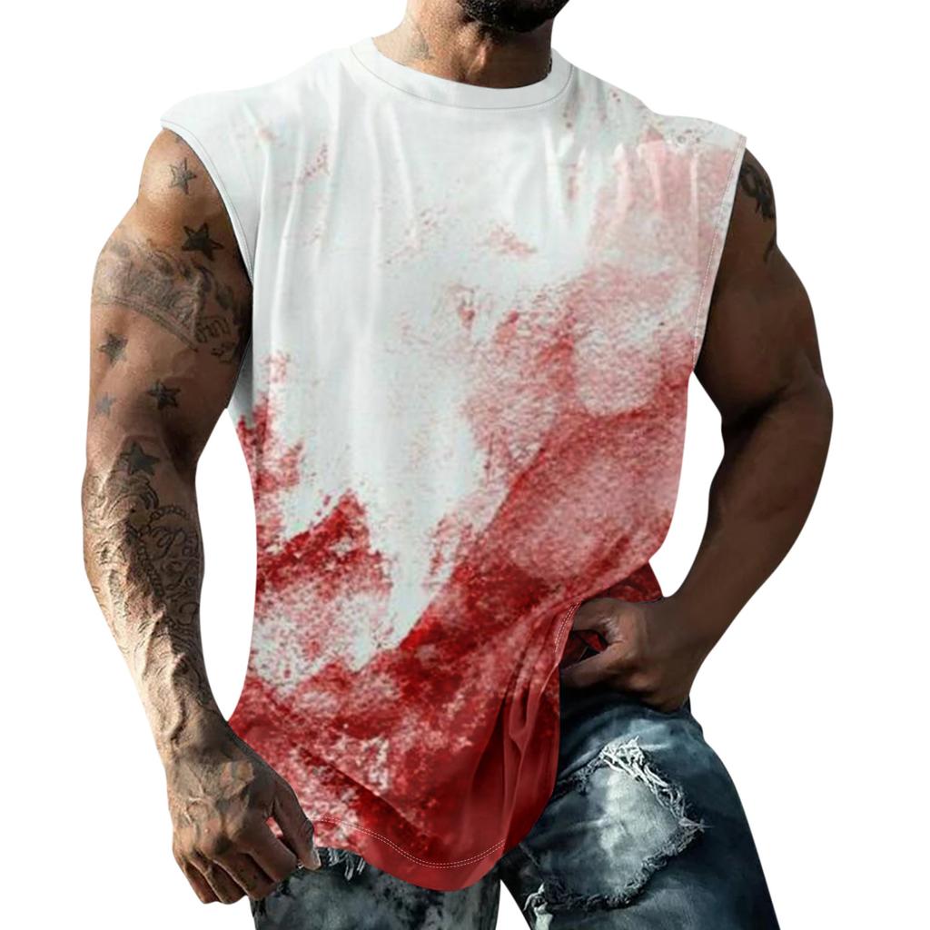 Men's Halloween Horror Texture Print Casual Sports Loose Sleeveless Vest