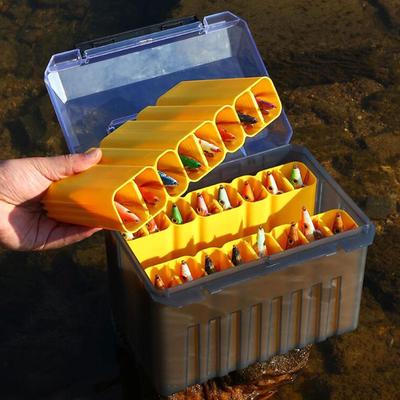 Boîte de Pêche Conteneur Grand Multi-Compartiments Robuste Séparateurs Amovibles avec Trous de Drainage