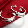 925 Silver Earrings Simple Round Circle Hoop Earrings For Woman Fashion Wedding Engagement Charm Jewelry