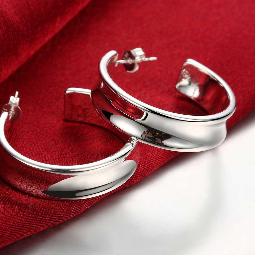925 Silver Earrings Simple Round Circle Hoop Earrings For Woman Fashion Wedding Engagement Charm Jewelry