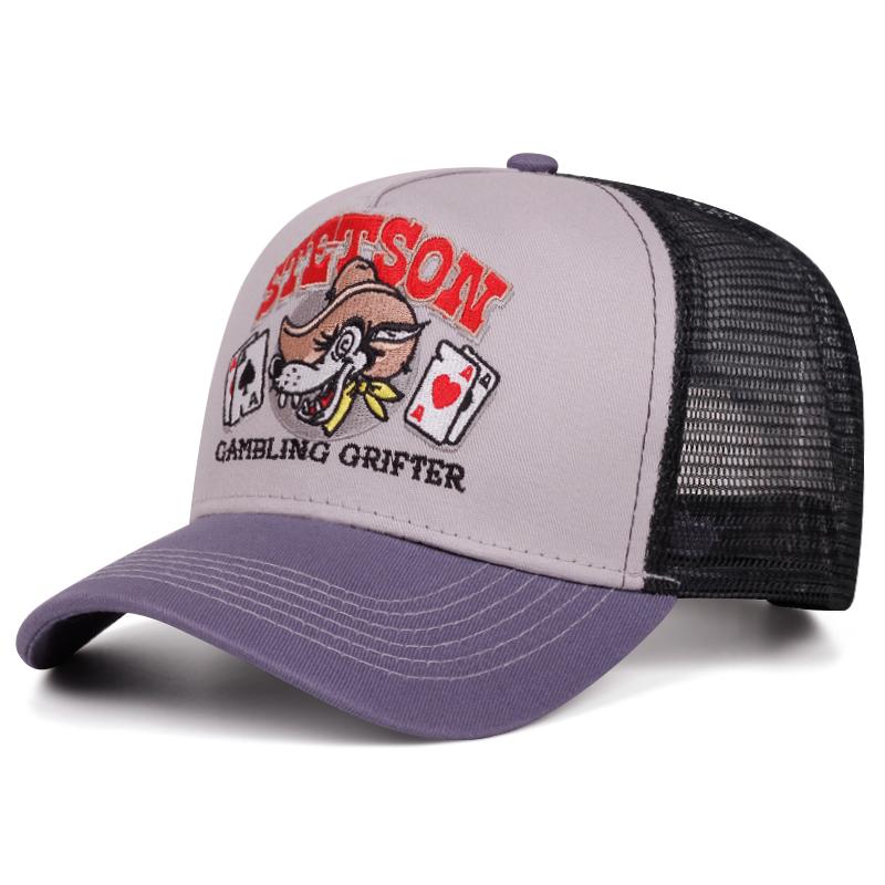 Neue Baseballmütze Stetson Wolfskopf Poker Trucker-Mütze Street Hip-Hop-Mütze Tägliche Freizeitkleidung Sonnenschutz Netzmütze Unisex