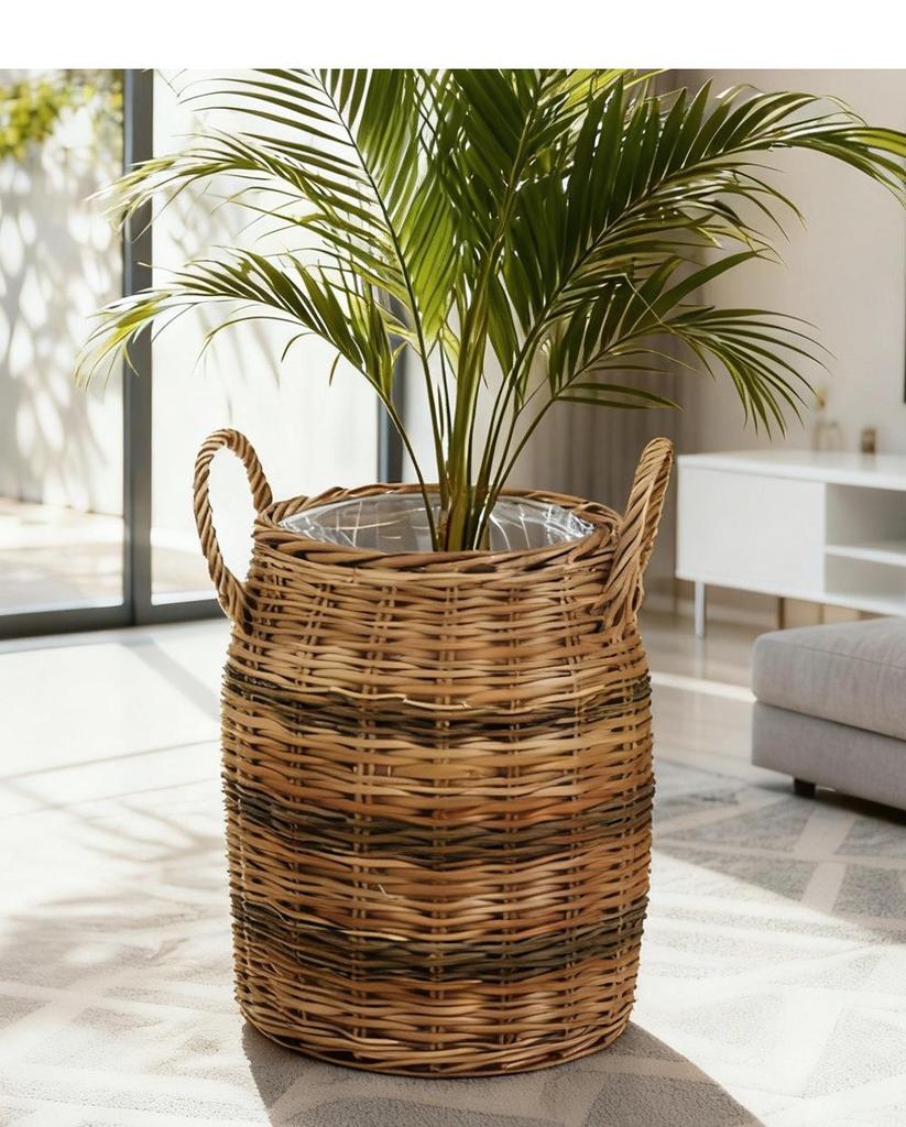 Japanese Pastoral Willow Woven Flower Basket for Living Room, Balcony, or Clothing Store - Rattan Decorative Handheld Flower Pot