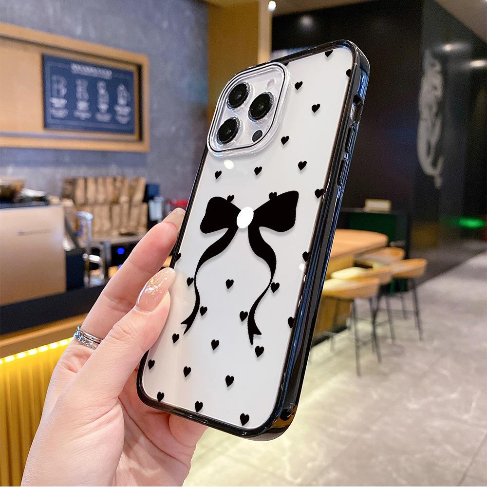 Sweet Bow Love iPhone17 Magnetic Mobile Phone Case Apple 16promax Anti-drop Transparent Protective Case 12