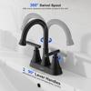 3 Hole Matte Black Bathroom Faucet with Pop-up Drain, 4 Inch Centerset, Stainless Steel Lead-Free for Sink Vanity