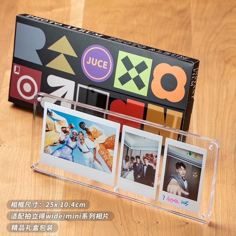Magnetic Clear Acrylic Display Frame for Instax Polaroid Photos, Kpop Mini Desktop Stand Holder for 3 Inch Small Cards