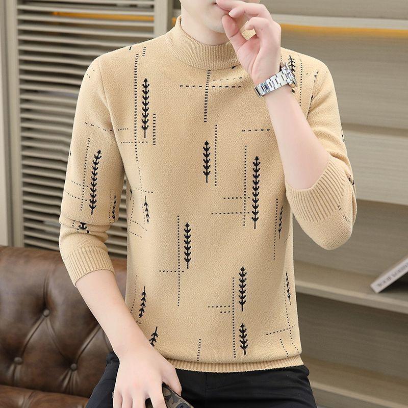 

Мужской свитер облегающего кроя с полувысоким воротником - Модный, плотный и теплый зимний трикотаж M (Recommended 80-100 jin)